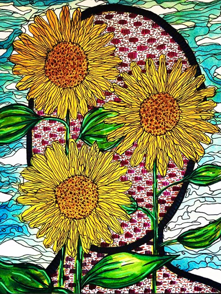 SUSANA CACHO - Art Print - 12” x 16” - Mujer Girasoles
