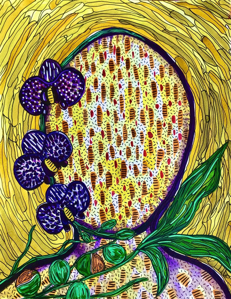 SUSANA CACHO - Art Print - 5" x 7” - Mujer Orquídea y Quenepa