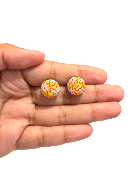 BOTÓN DE AZÚCAR- Small Studs- Yellow Red Floral