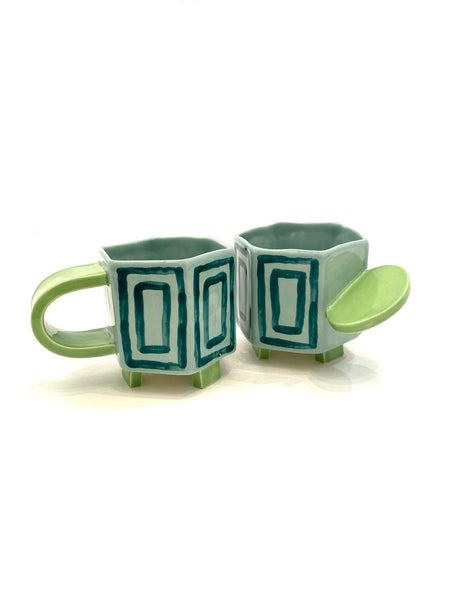 LAS MALCRIÁS- Artificio -Teal and Green - Squares Mug