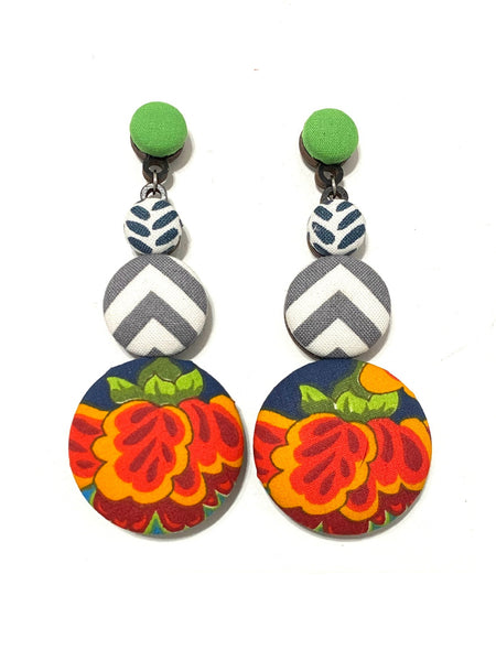 BOTÓN DE AZÚCAR- Long Earrings- Tropical Fire
