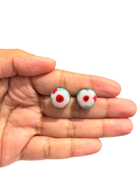 BOTÓN DE AZÚCAR- Small Studs- Turquoise Pink Flower