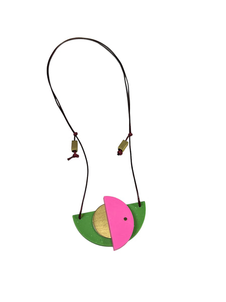 MIND BLOWING PROJECT- Geo Adjustable Necklace - Pink and Green