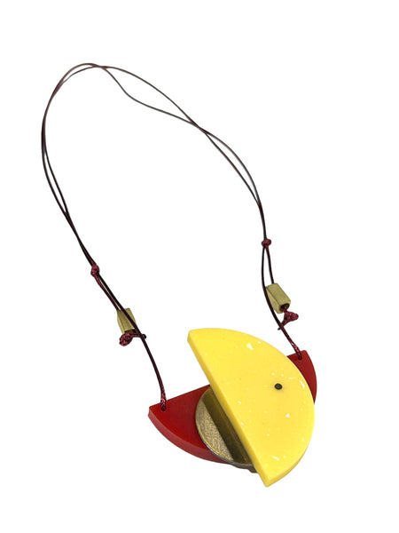 MIND BLOWING PROJECT- Geo Adjustable Necklace - Yellow and Burgundy
