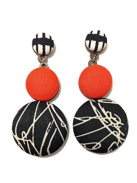 BOTÓN DE AZÚCAR- Big Earrings - Black and Orange
