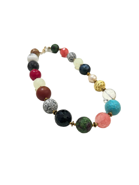 HC DESIGNS - Agate Short Necklace - Multicolored - Clear Quartz