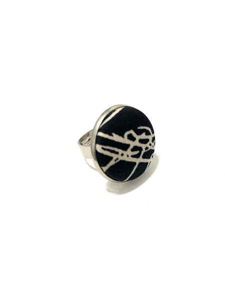 BOTÓN DE AZÚCAR- SIMPLE SILVER TONE- BLACK AND WHITE