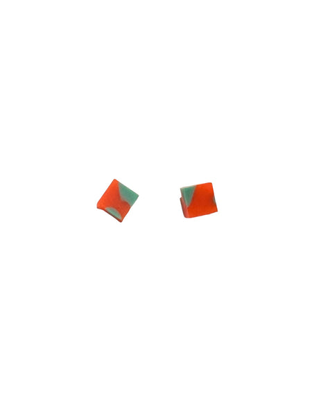 MIND BLOWING PROJECT- Small Square Studs - Orange and Blue