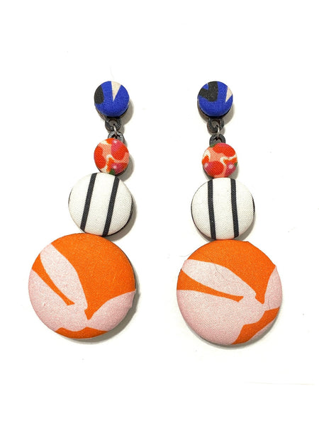 BOTÓN DE AZÚCAR- Long Earrings- Oranges and Blues