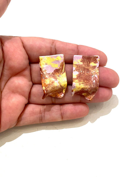 CONTRASTE- Pliego Medium Rectangle Ceramic Earrings- Yellow and Brown