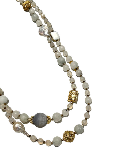 HC DESIGNS - Agate Extra Long Necklace - White