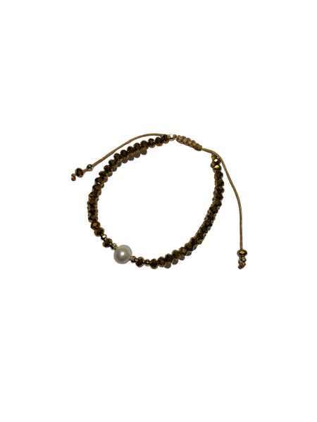 E-HC DESIGNS- Pearl with Crystals Adjustable Bracelets (More colors available)