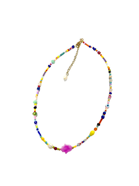 HC DESIGNS - Seed Beads Multicolor Hamsa Hand Necklace