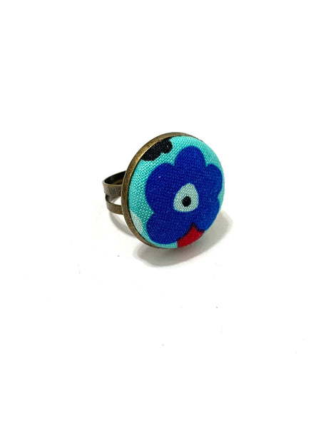 BOTÓN DE AZÚCAR- DETAILED BRASS TONE- BLUE FLOWER