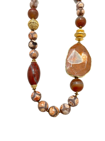 HC DESIGNS - Agate Necklace - Mixed Brown Tones