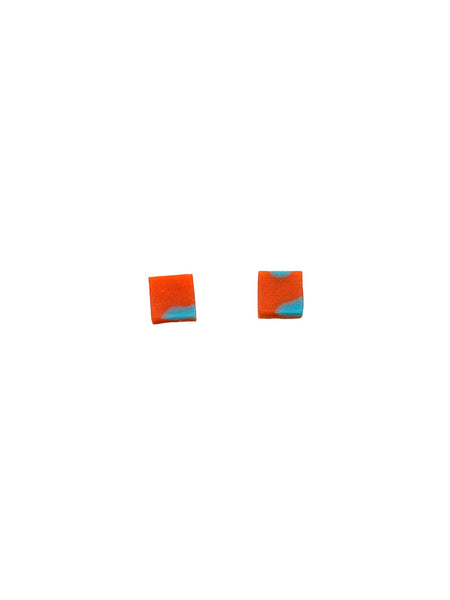 MIND BLOWING PROJECT- Small Square Studs - Orange and Blue