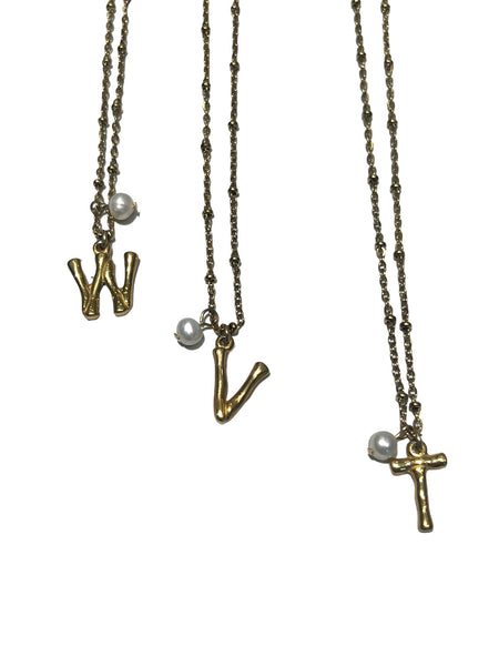 HC DESIGNS - Initial and Pearl Necklace