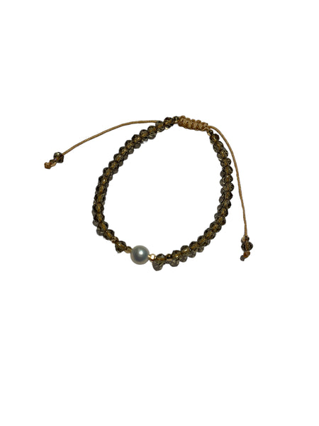 E-HC DESIGNS- Pearl with Crystals Adjustable Bracelets (More colors available)