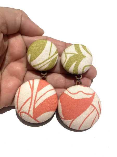 BOTÓN DE AZÚCAR - Double Earrings- Coral Green