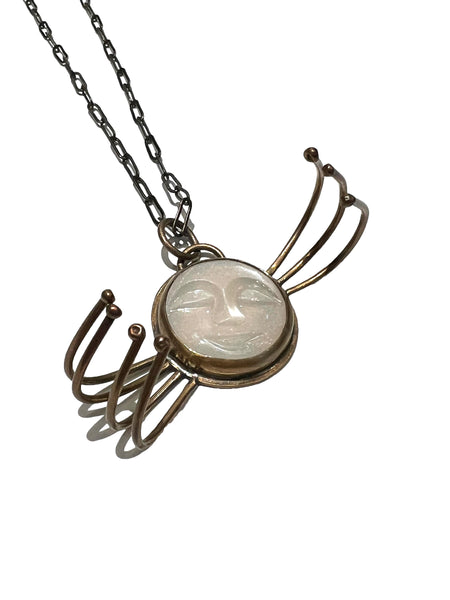 UNEVEN JEWELRY - Grey Moonstone Spider Necklace