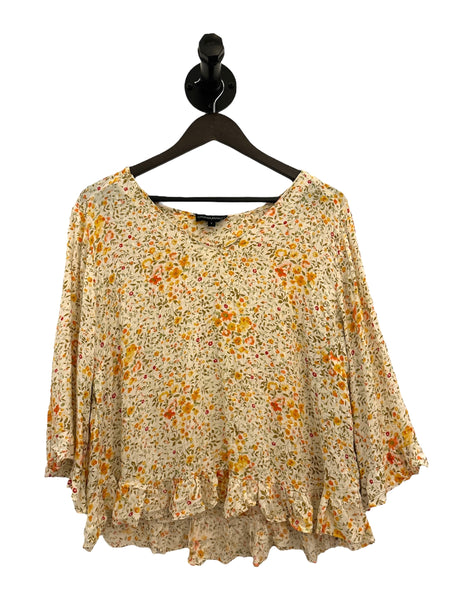 THRIFT- Floral Long Sleeve Blouse - Large