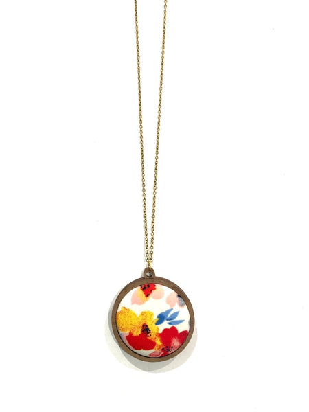 BOTÓN DE AZÚCAR - Pendant Necklace- Single- Floral Stains