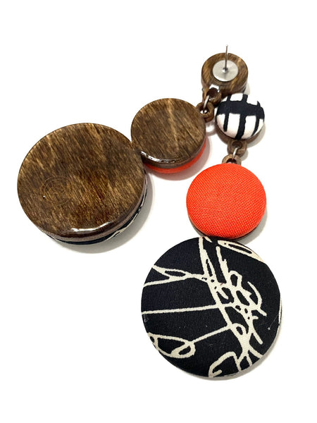 BOTÓN DE AZÚCAR- Big Earrings - Black and Orange