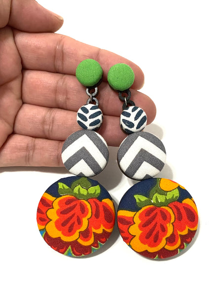 BOTÓN DE AZÚCAR- Long Earrings- Tropical Fire