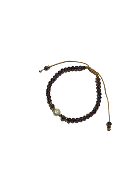 E-HC DESIGNS- Pearl with Crystals Adjustable Bracelets (More colors available)