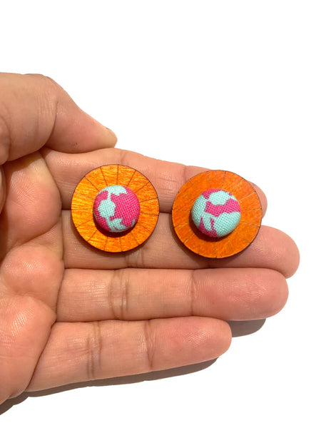 BOTÓN DE AZÚCAR - Ciclo Studs- Orange - Pink Aqua