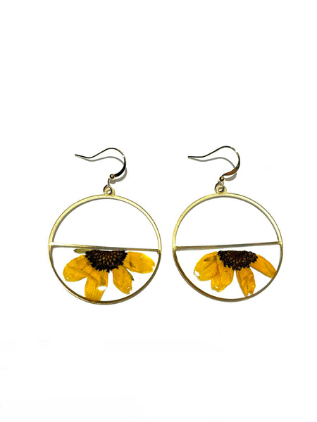 FLORE.C -Yellow Half Flowers Dangle Earrings