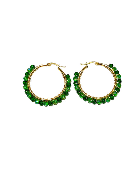 HC DESIGNS - Medium Golden Beaded Round Hoops - 1 1/2 Inch (More colors available)