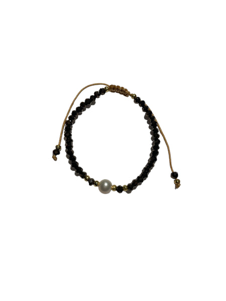 E-HC DESIGNS- Pearl with Crystals Adjustable Bracelets (More colors available)