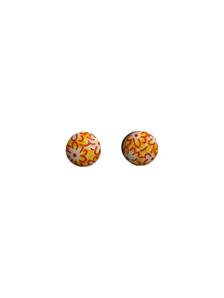 BOTÓN DE AZÚCAR- Small Studs- Yellow Red Floral