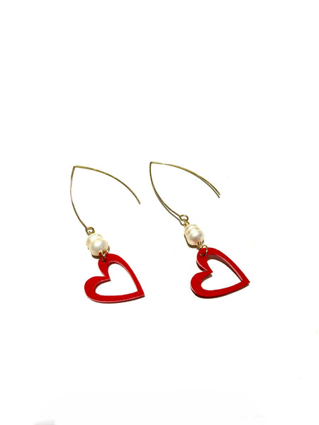 HC DESIGNS - Pearl and Heart Earrings