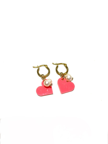 HC DESIGNS - Heart and Pearl Hoops