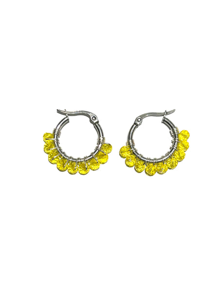 HC DESIGNS - XSmall Silver Beaded Round Hoops 1 Inch (many colors available)