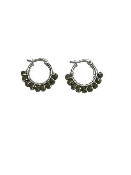 HC DESIGNS - XSmall Silver Beaded Round Hoops 1 Inch (many colors available)
