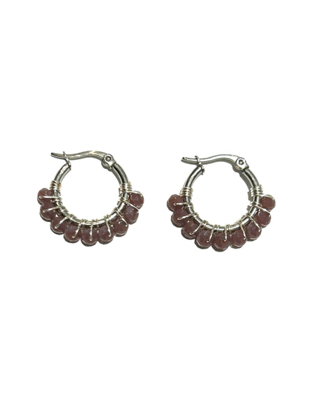 HC DESIGNS - XSmall Silver Beaded Round Hoops 1 Inch (many colors available)