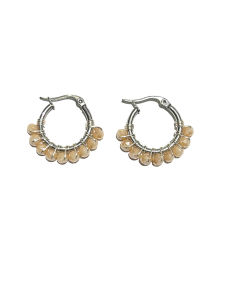HC DESIGNS - XSmall Silver Beaded Round Hoops 1 Inch (many colors available)