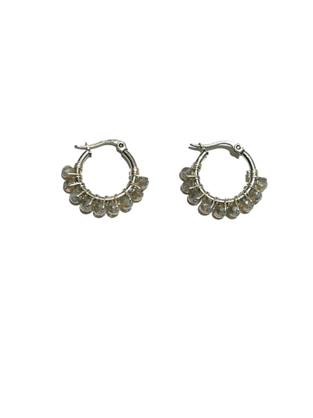 HC DESIGNS - Small Silver Beaded Round Hoops 1 Inch (many colors available)