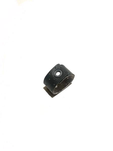 INÉDITO - Perforated Charcoal Gray Ring