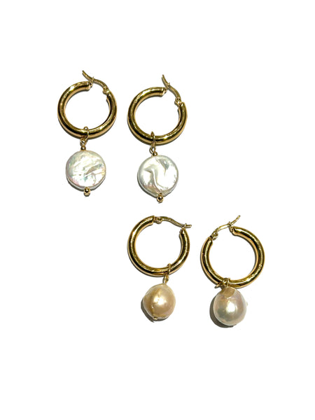 HC DESIGNS - Chunky Pearl Round Hoops