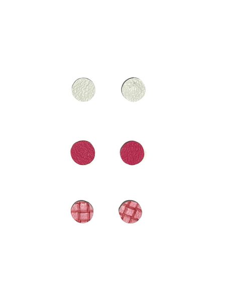 INÉDITO - Circle Studs SET (White, Magenta, Pink Grid)