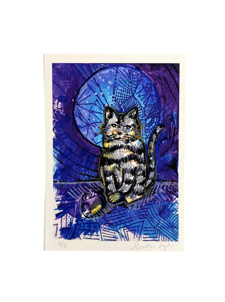 SARITZA MARTÍNEZ - 5" X 7" Print - Blue Aura's Feline