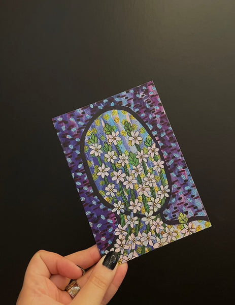 SUSANA CACHO - 4" x 6” Greeting Card-  Mujer Azucenas