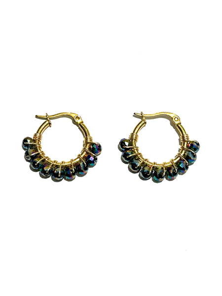 HC DESIGNS - Mini Golden Beaded 1/2 inch Hoop (more colors available)
