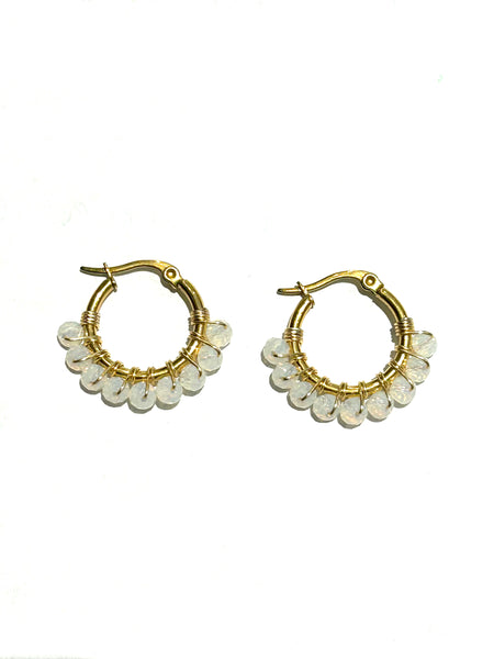 HC DESIGNS - Mini Golden Beaded 1/2 inch Hoop (more colors available)