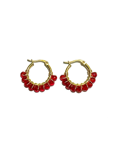HC DESIGNS - Mini Golden Beaded 1/2 inch Hoop (more colors available)
