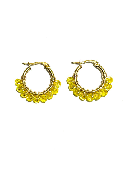 HC DESIGNS - Mini Golden Beaded 1/2 inch Hoop (more colors available)